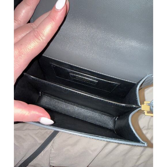 YSL Saint Laurent Grey Grain Leather Cassandra Mini Top Handle Bag - Picture 9 of 12